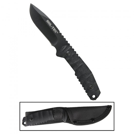 MILTEC NOŽ Black 440/G10 KNIFE WITH SCABBARD