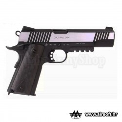 Colt 1911 Rail Gun GBB CO2 – nehrđajući čelik i crni – Cybergun/KWC