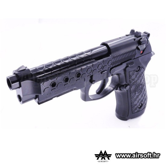 M92 Hex cut black gas HOPUP 6mm full metal GBB 25BBs