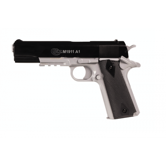 Colt 1911 Spring Dual Tone Black Silver Metal Slide