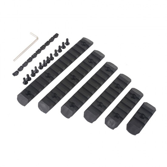 5x polimernih 20 mm šina za M-LOK i KeyMod, crne