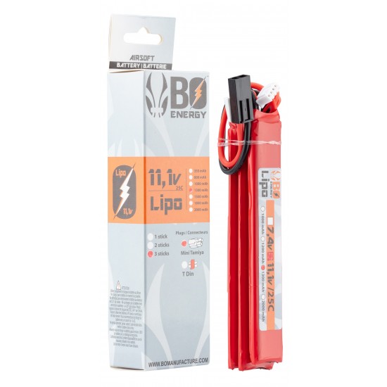 BO LiPo baterija 11,1 V 1300 mAh 25C 6,5×21×130 mm